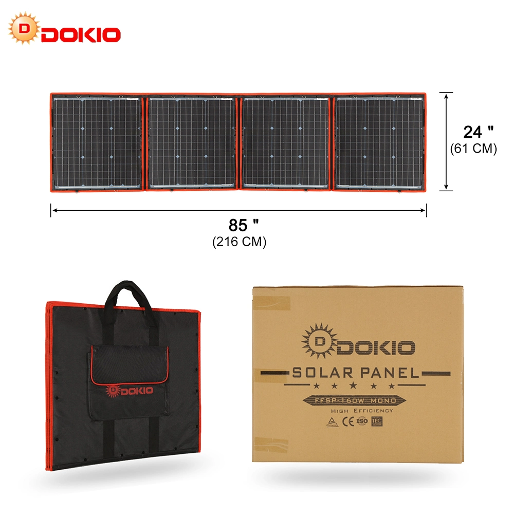 Dokio Brand 160W 18 Volt Solar Panel China 160 Watt Solar Panel Module/System Charger/Battery + 10A 12volt Controller